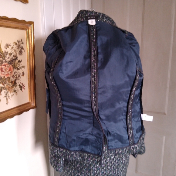 J. CREW Two Piece Teal Tweed Skirt Suit - Picture 9 of 10